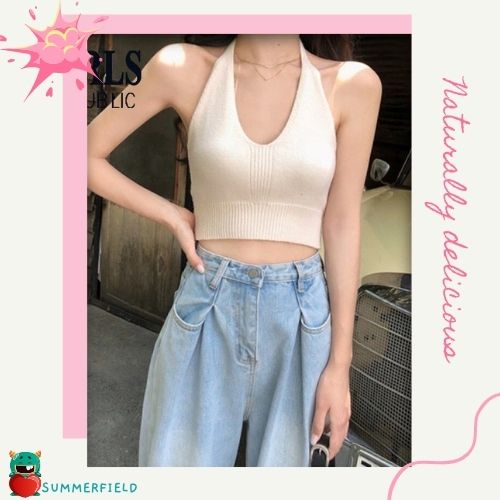 Áo Ba Lỗ Gợi Cảm Mới Áo Hai Dây Cổ Chữ V Áo CropTop Nữ