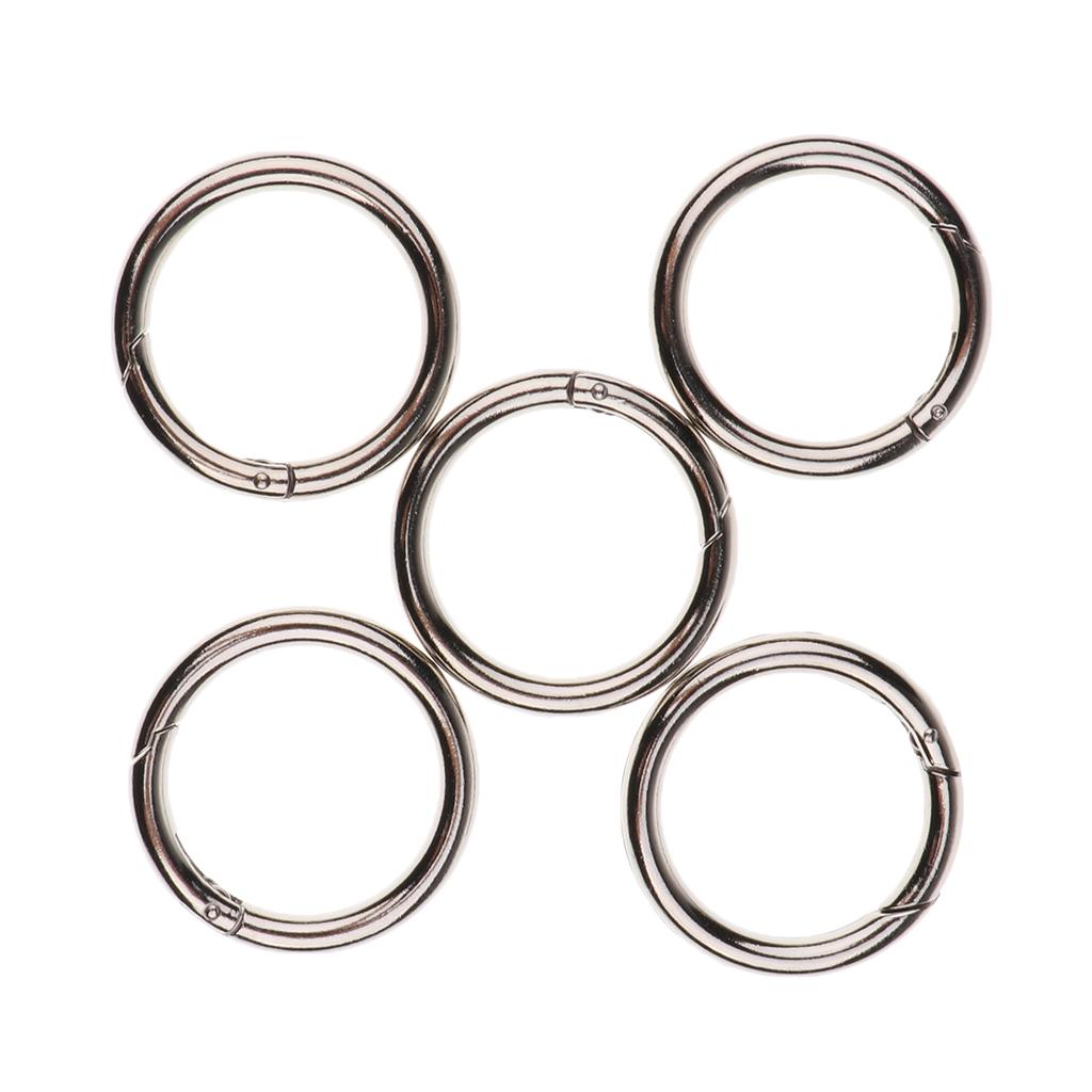 10PCS Metal Round Carabiner Spring Snap Clips Hook Keychain Keyring Buckle 49mm
