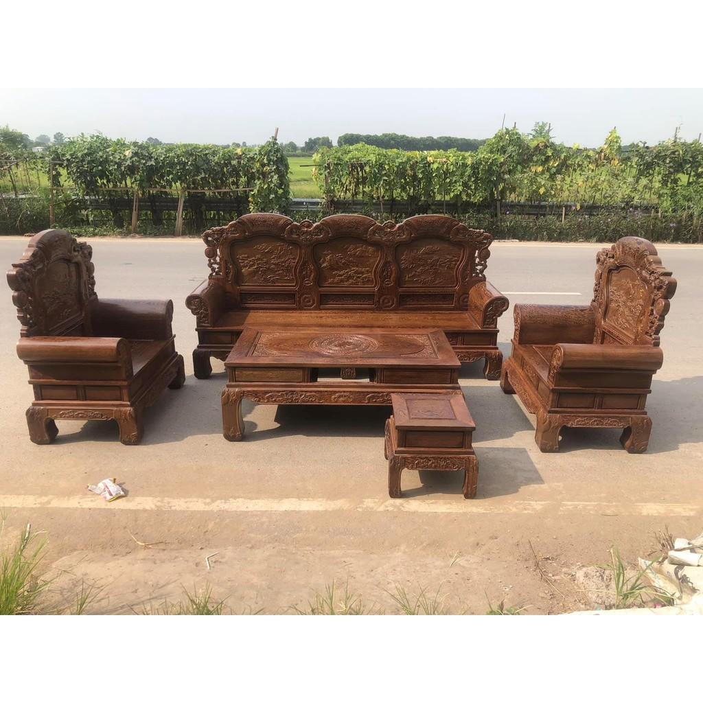 Bộ Bàn Ghế Khổng Tử Gỗ Mun Đuôi Công