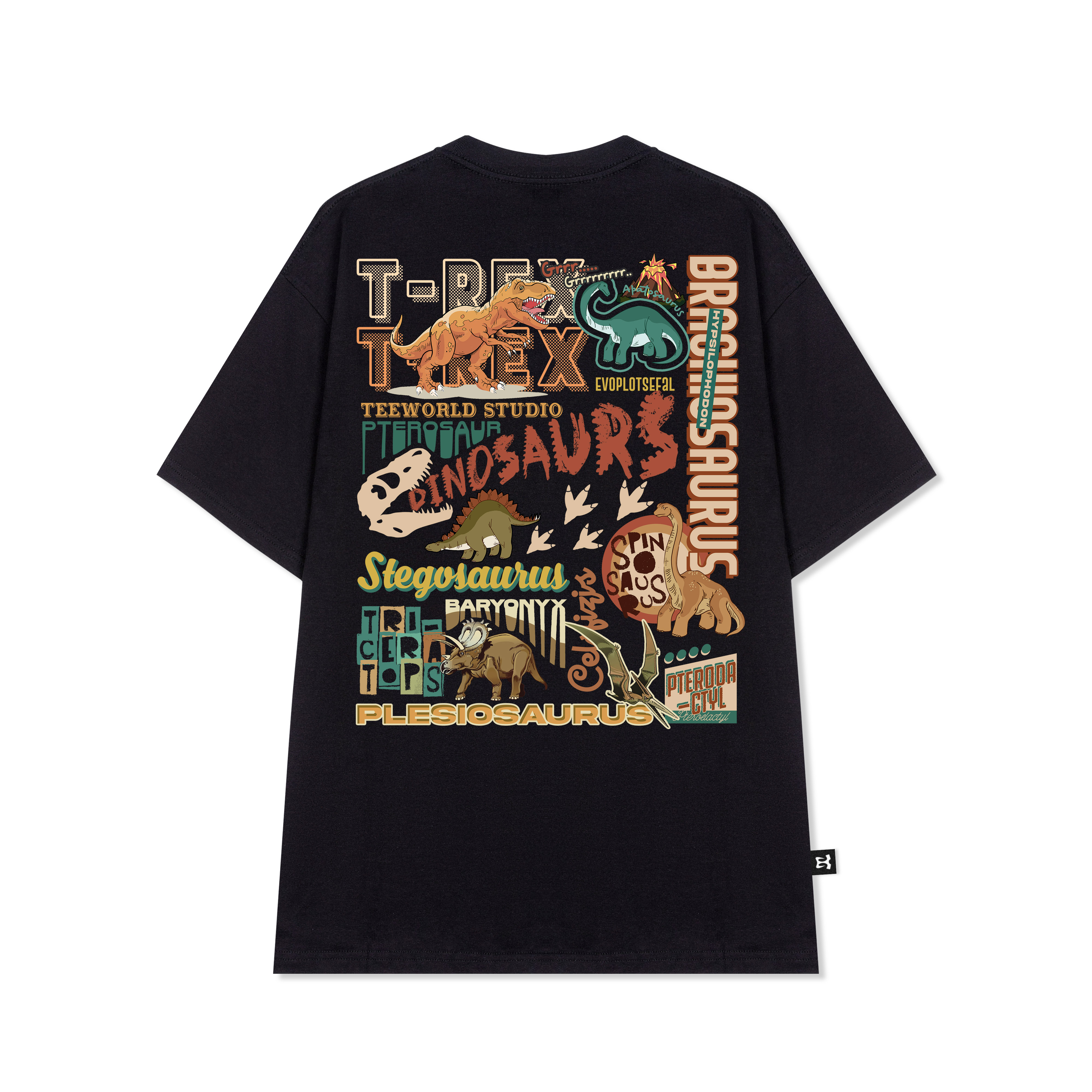 Áo Thun Teeworld Dino Park Unisex Nam Nữ Form Rộng - Đen - L