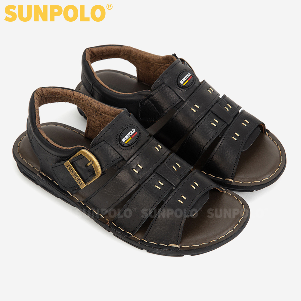 Xăng Đan Quai Ngang, Giày Sandal Nam Da Bò SUNPOLO SDA006