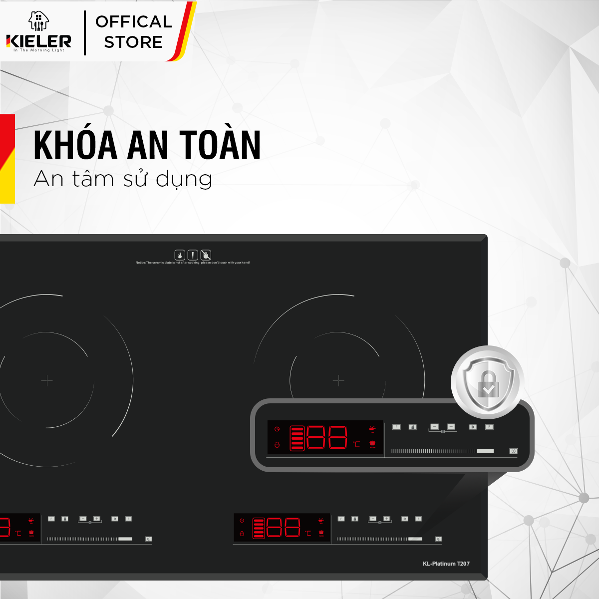 Bếp điện từ đôi Kieler KL-PLATINUM T207 mặt kính Euro Kieler Platinum, Bếp điện từ nhiều chức năng, cảm ứng chống tràn - Hàng Chính Hãng