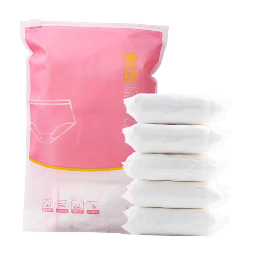 Pack of 5 Women Period Panties Dispoable Incontinence Underwear Cotton Breathable Travel Briefs