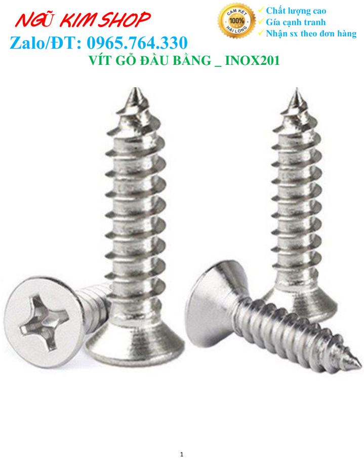 VÍT BẮT GỖ ĐẦU BẰNG 4Ly _ Inox201