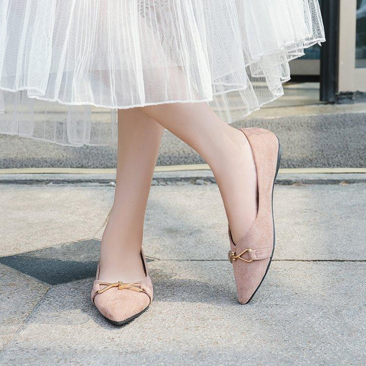 Giày Da Lộn Đế Thấp Mũi Nhọn Thời Trang Thanh Lịch Cho Nữ
