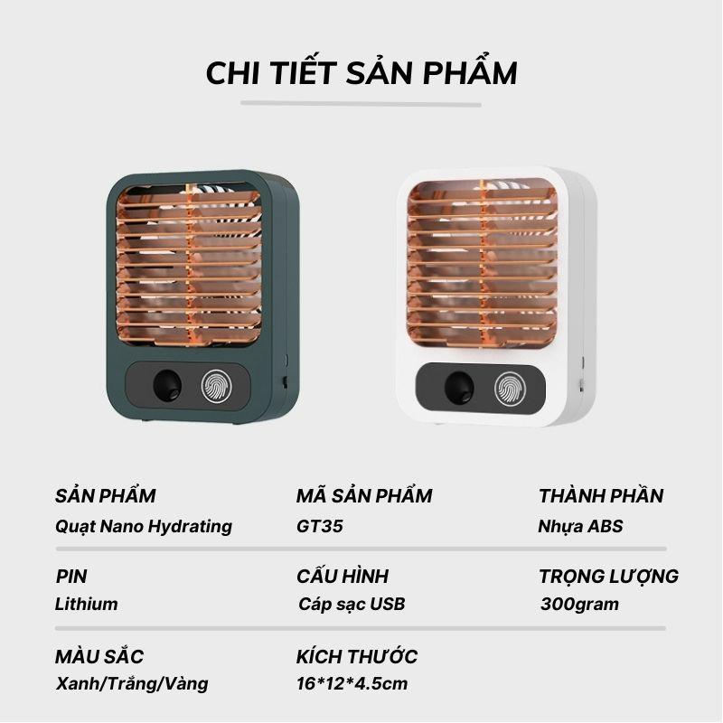 Quạt Tích Điện Điều Hoà Hơi Nước Để Bàn 3 Tốc Độ Gió Cao Cấp