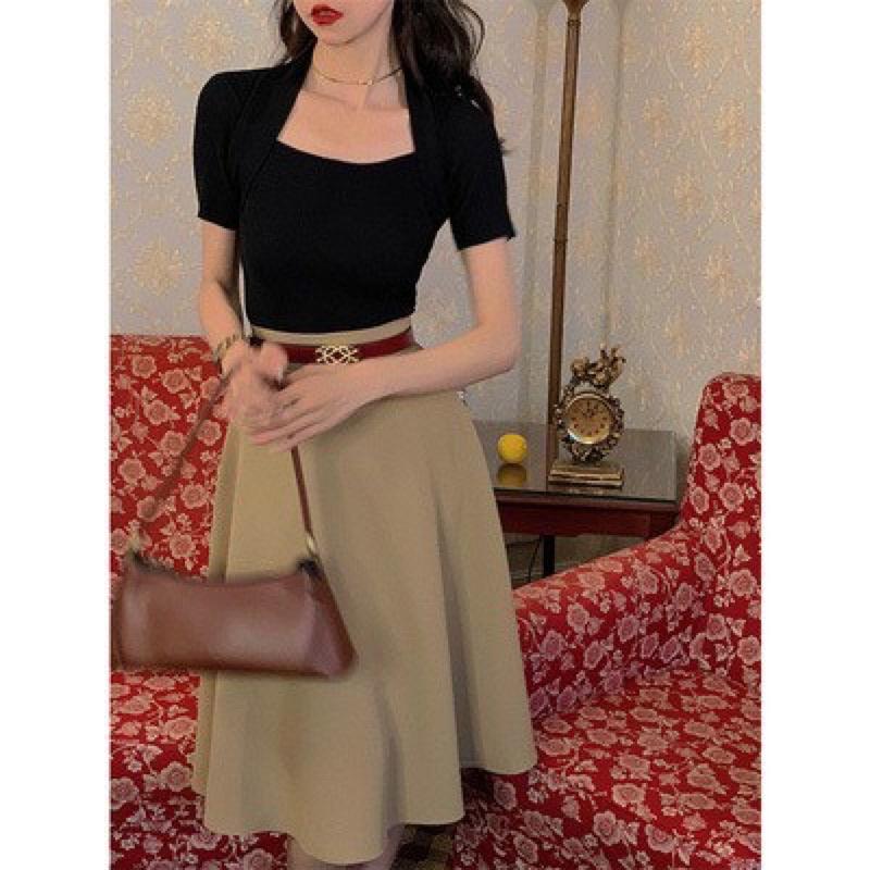 Áo len Quảng Châu cổ vuông tôn dáng siêu hot - hinhin