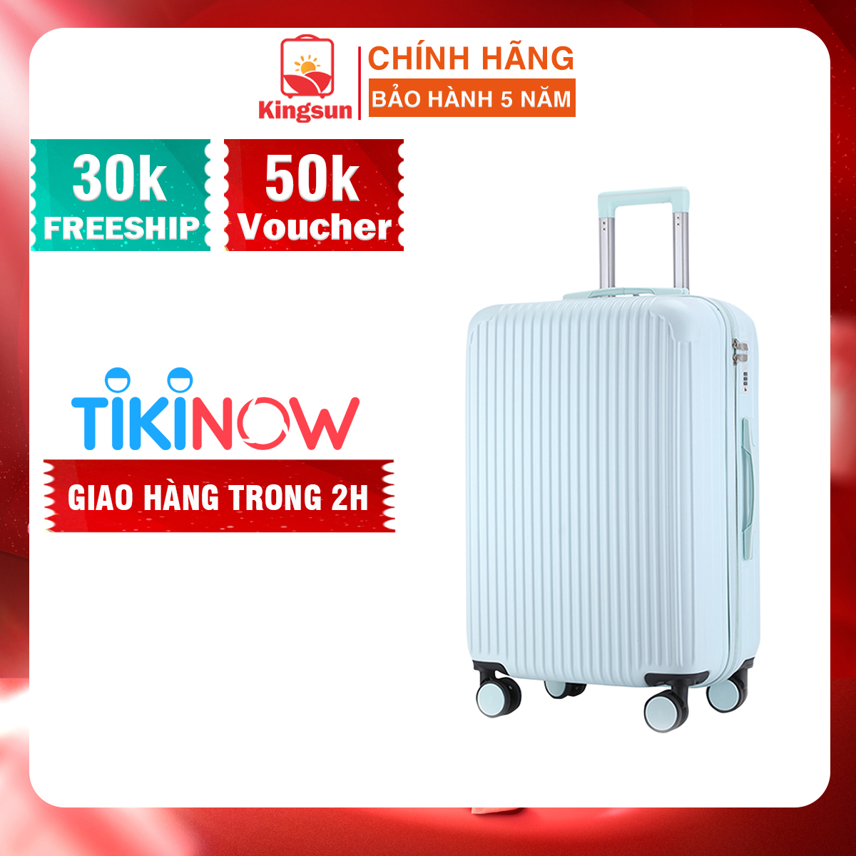 Vali Kéo Du Lịch Size 20Inch Ks - T01 - Bảo Hành 5 Năm - Xanh Lam Nhạt