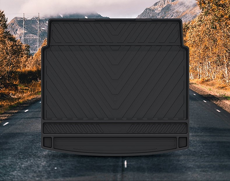 Thảm lót cốp xe VOLKSWAGEN TIGUAN L nhãn hiệu Macsim 3W chất liệu TPE cao cấp màu đen