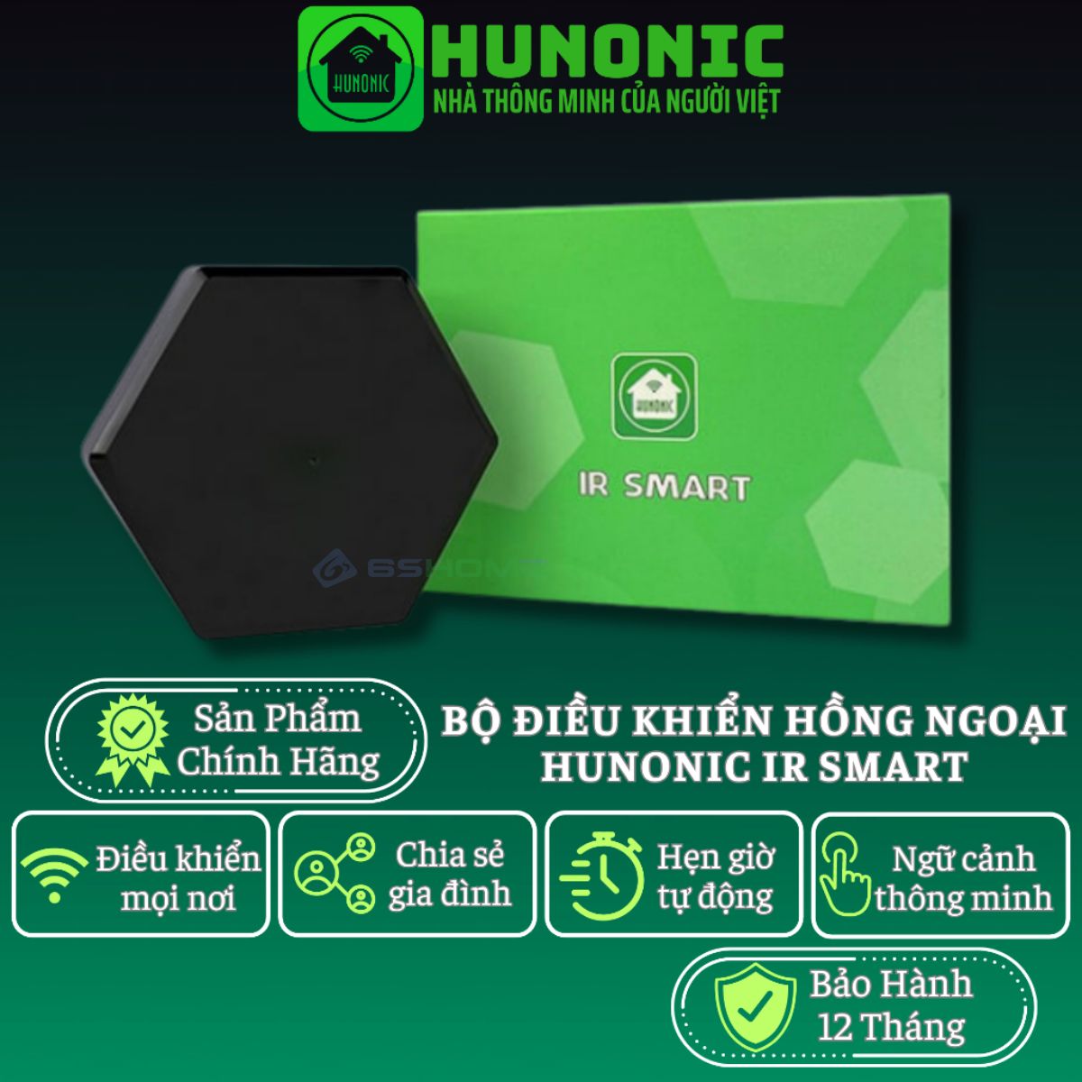 Bộ Điều Khiển Hồng Ngoại WiFi Thông Minh Hunonic, Điều Khiển Các Thiết Bị Tivi, Máy Lạnh, Quạt Từ Xa Qua Điện Thoại