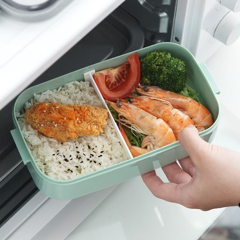 Hộp Cơm Giữ Nhiệt Lúa Mạch 2 Tầng Ruột Inox Bảo Quản Thức Ăn
