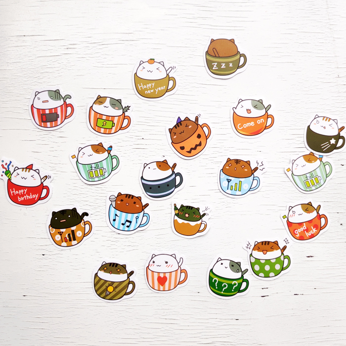 Sticker Bịch Mèo Ly Cảm Xúc Cute