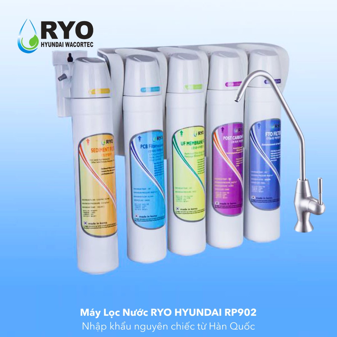 Máy Lọc Nước RYO Hyundai RP902 Chuẩn Nước Uống Trực Tiếp - Công Nghệ UF 5 Cấp Lọc, Nhập Khẩu Hàn Quốc - Hàng Chính Hãng