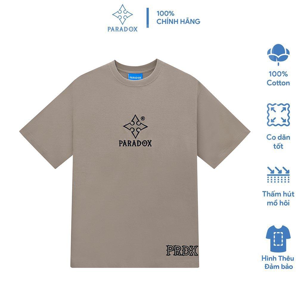 Áo thun form rộng Paradox tay lỡ - Unisex - In hình - ESSENTIAL EMBROIDERY - Màu nâu
