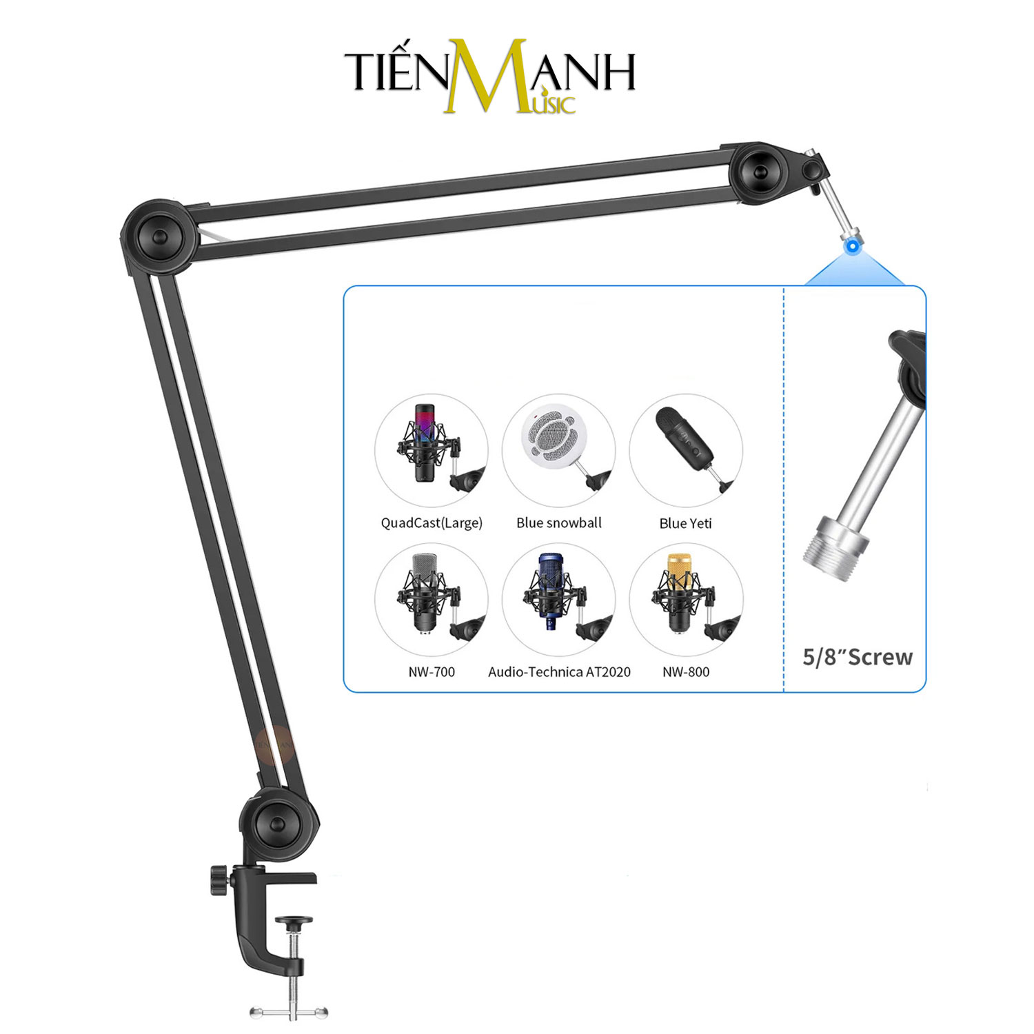 Chân Micro Kẹp Bàn Arm DRMIC NB46 (Chuyên Nghiệp) - Giá đỡ đế Mic Stand Dr.MIC NB-46 Microphone Thu Âm LiveStream Hàng Chính Hãng - Kèm Móng Gẩy DreamMaker