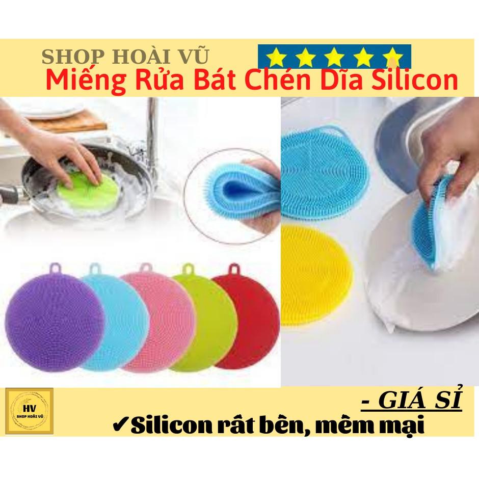 Miếng Rửa Bát Chén Dĩa Silicon Tiện Lợi Cho Nhà Bếp - Miếng Rửa Chén Bát Xoong Nồi Silicon Có Lỗ Treo