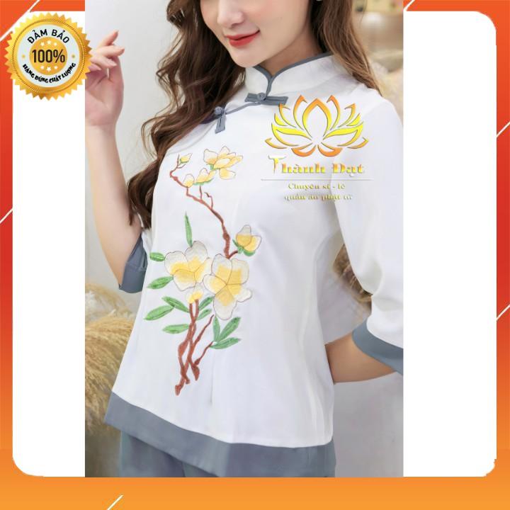 Bộ Quần Áo Đi Chùa Mẫu Sườn Xám Chất Vải Đũi Cao Cấp Loại 1 Cực Đẹp, Mềm Mịn,Mát Thấm Hút Mồ Hôi Mặc Vô Cùng Thoải Mái