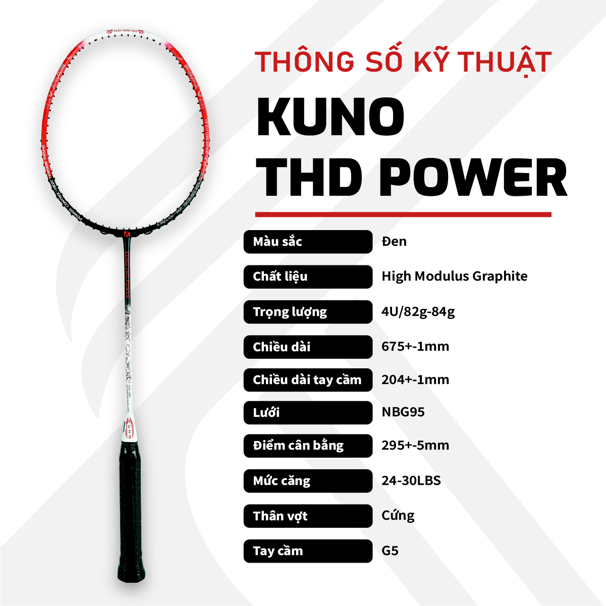 Vợt cầu lông KUNO THD POWER cây vợt công thủ toàn diện, hướng công, bản thiết kế lịch sử mang nhiều ý nghĩa