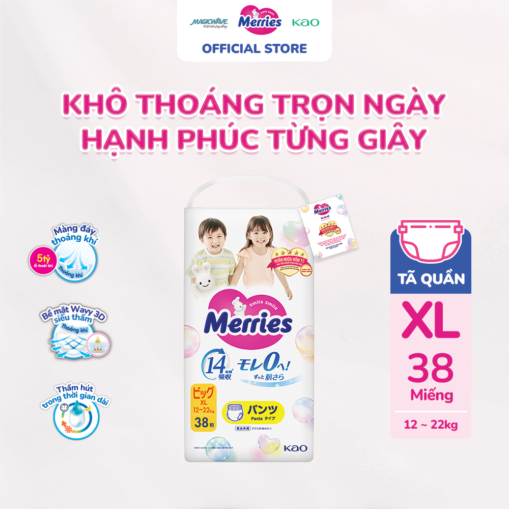 Combo 3 túi Tã quần Merries XL38