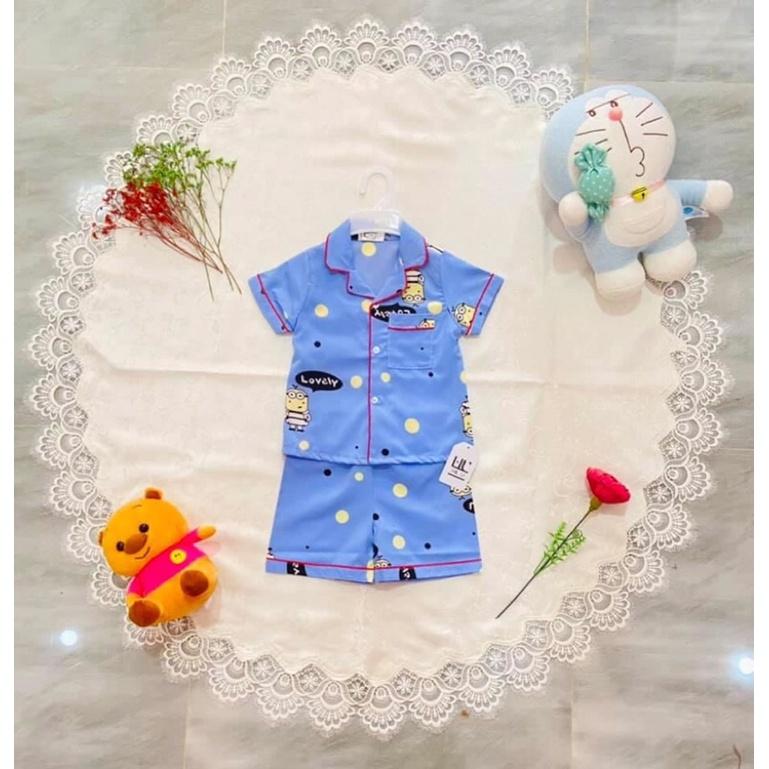 Bộ pijama lụa100d ngắn H&amp;U cho bé từ 10-18 kí siêu cưng