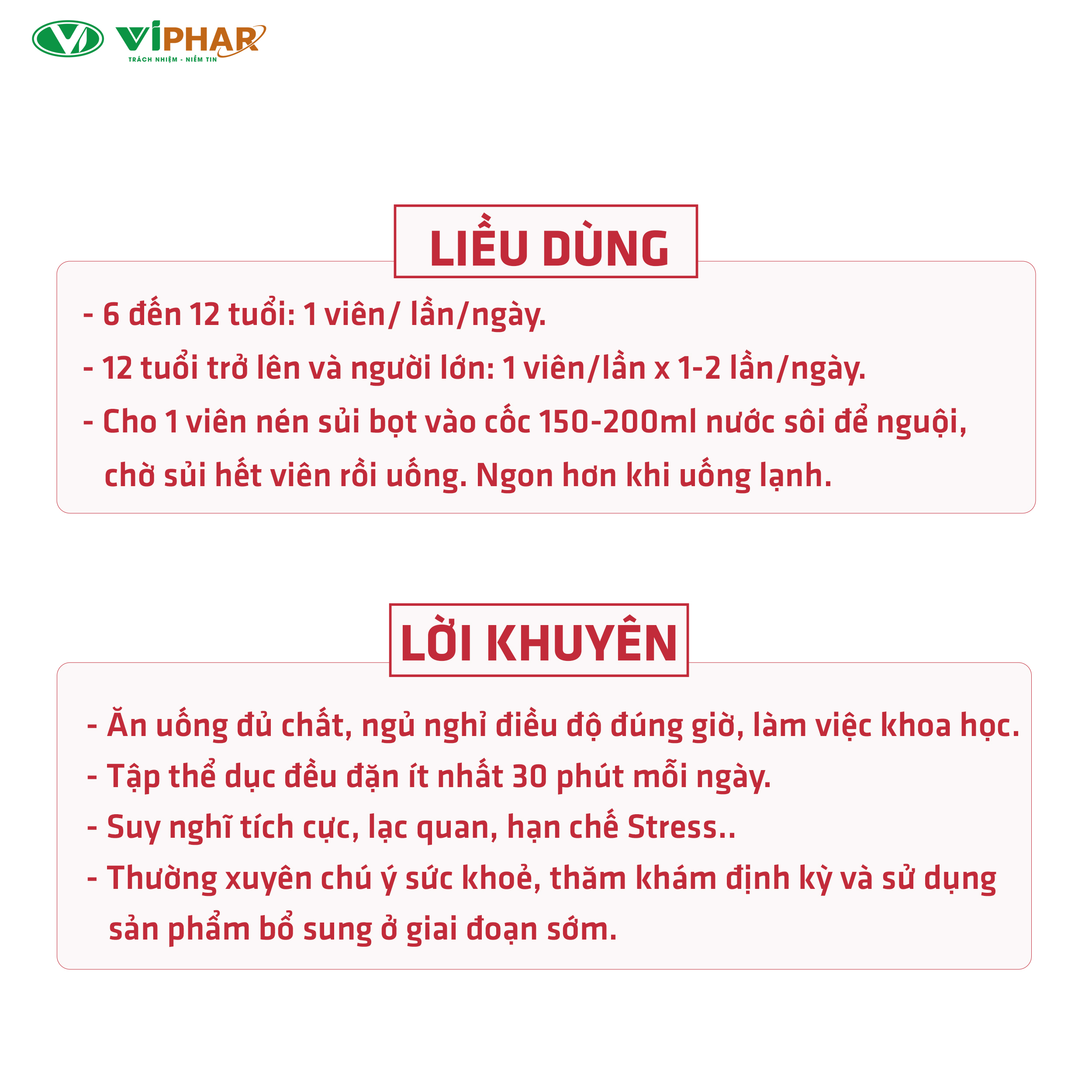 Viên Sủi Tăng Lực, Giảm Căng Thẳng Mệt Mỏi, Tăng Đề Kháng Dùng Được Cho Người Tiểu Đường BOHUC VIPHAR Hộp 40 Viên Vỉ Nhôm Bảo Quản An Toàn