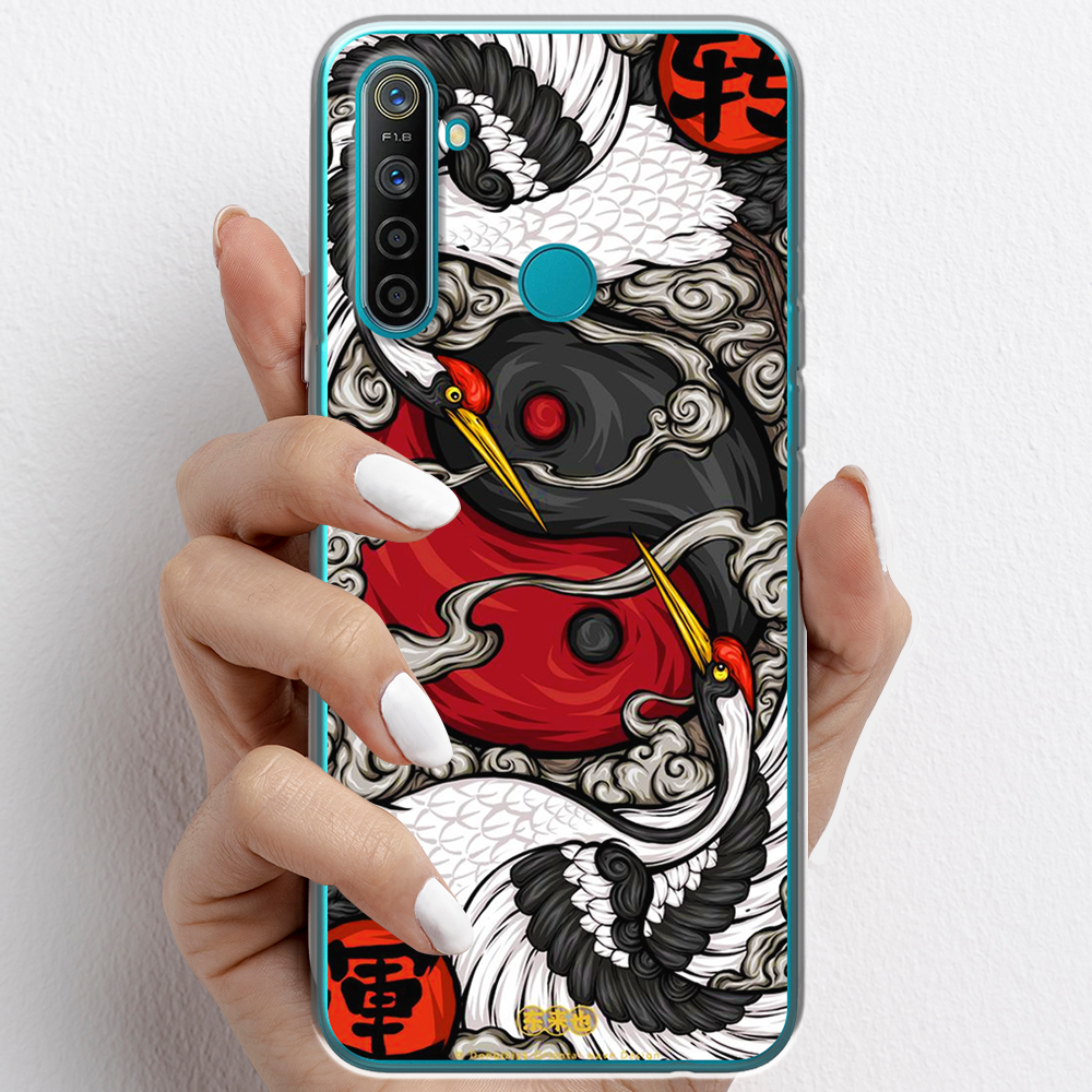 Ốp lưng cho Realme 5 Pro nhựa TPU mẫu Hạc âm dương