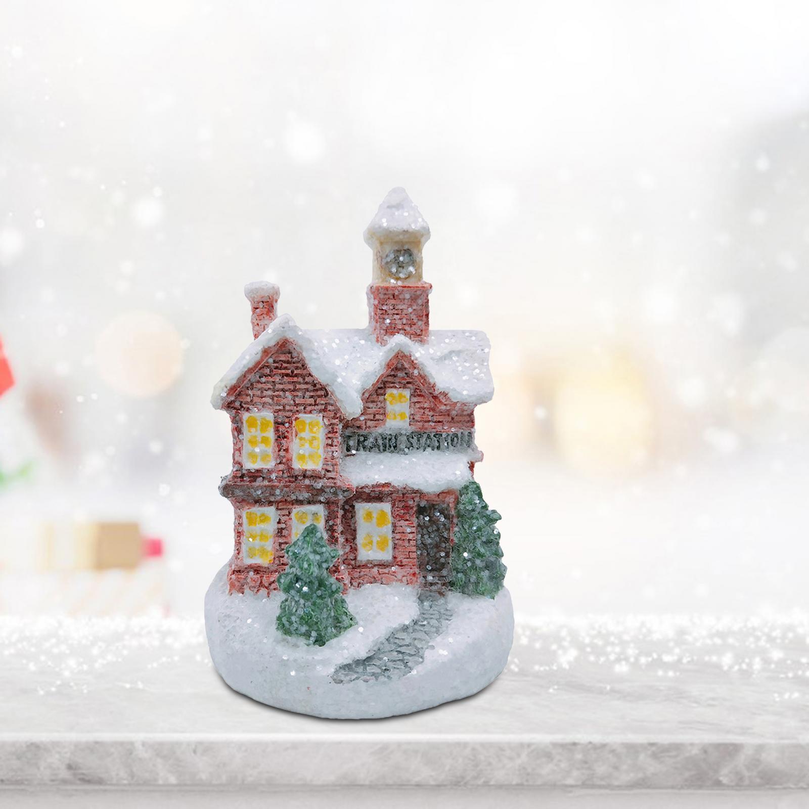 Christmas Scene Lighted House Desk Decoration for Office Shop Window Bedroom