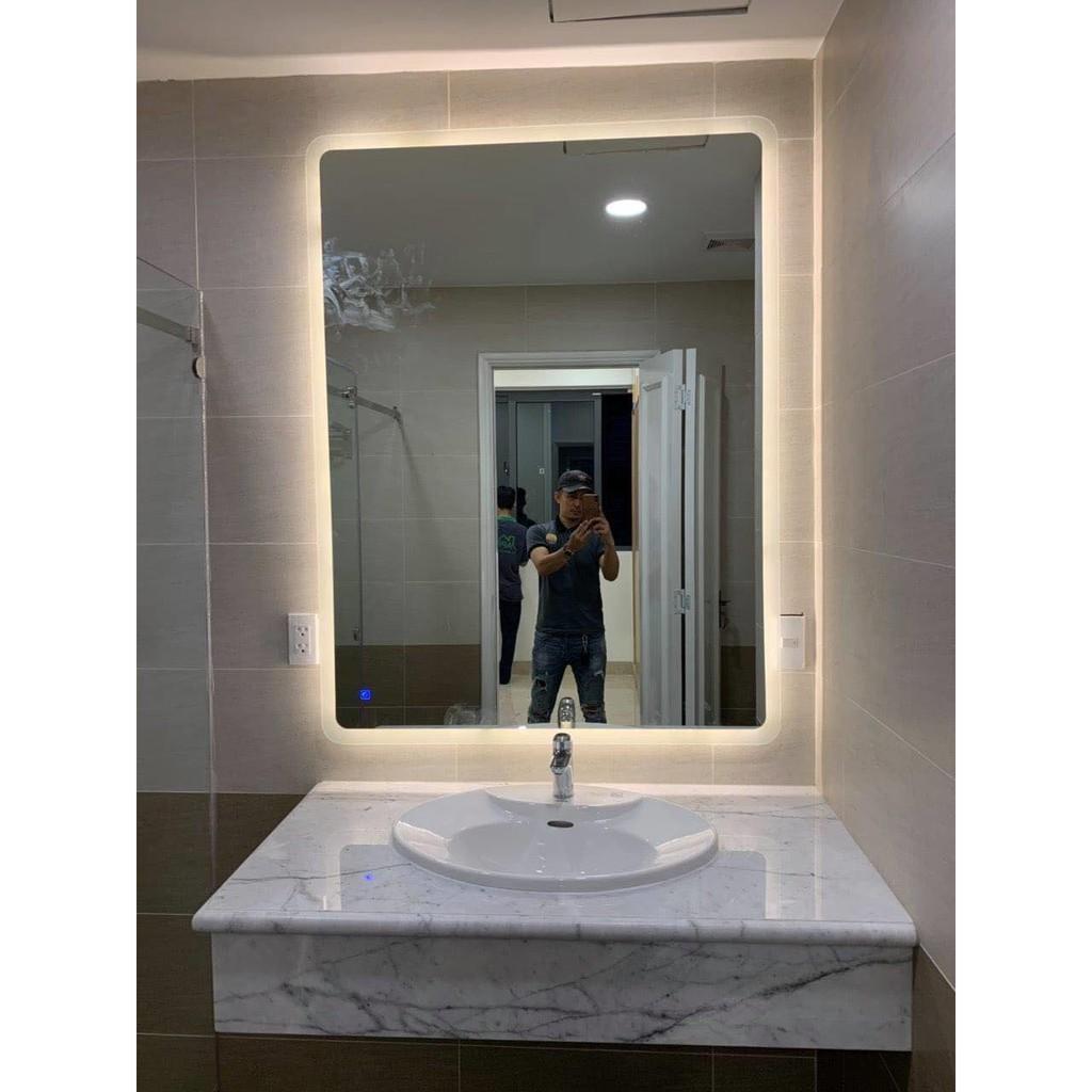 Gương led nhà tắm chữ nhật trang điểm treo tương đèn led cảm ứng thông minh kích thước 80x100 cm- guong mirror