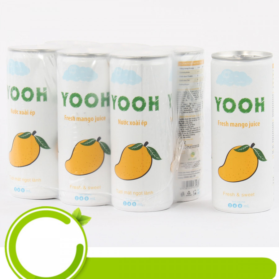 Nước ép Xoài từ trái cây tươi YOOH - Lốc 6 lon Giải khát bổ sung các vitamin cần thiết cho cơ thể