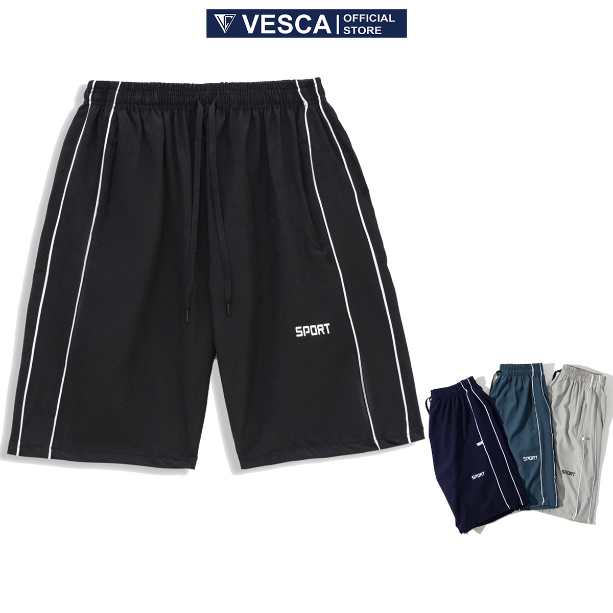 Quần Short Thể Thao Nam Thời Trang Đẹp Phối Sọc Chất Gió Mát Mẻ VESCA H12