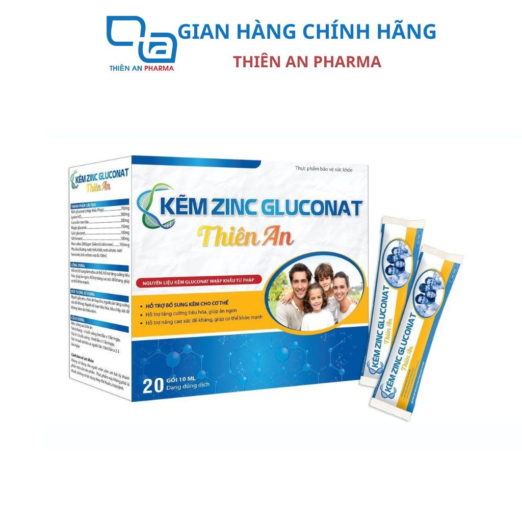 Kẽm Zinc Gluconat Thiên An Hỗ Trợ Bổ Sung Kẽm Cho Cơ Thể, Hỗ Trợ Tăng Cường Tiêu Hóa, Hỗ Trợ Ăn Ngon