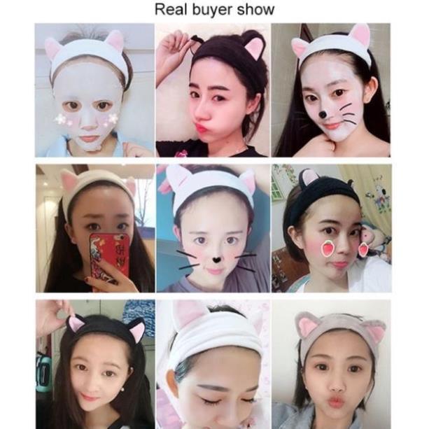Băng Đô Tai Mèo Đeo Khi Tắm Và Rửa Mặt Dễ Thương Cho Nữ