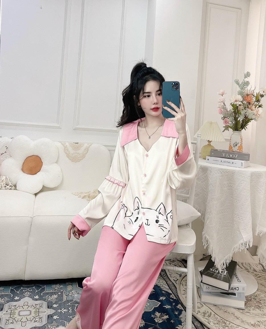 Bộ Pyjama Thiết Kế Tay Bồng Mẫu Tiểu Thư Xinh Xắn