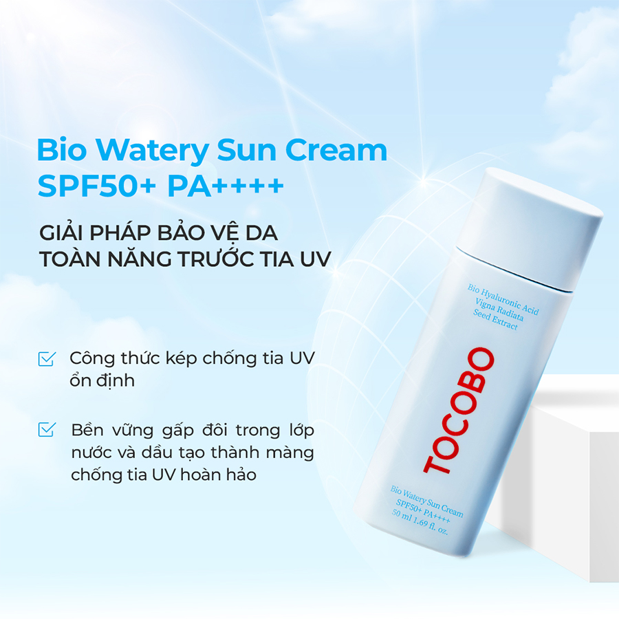 Kem chống nắng thuần chay Tocobo Bio Watery Sun Cream SPF50+ PA++++ 50ml
