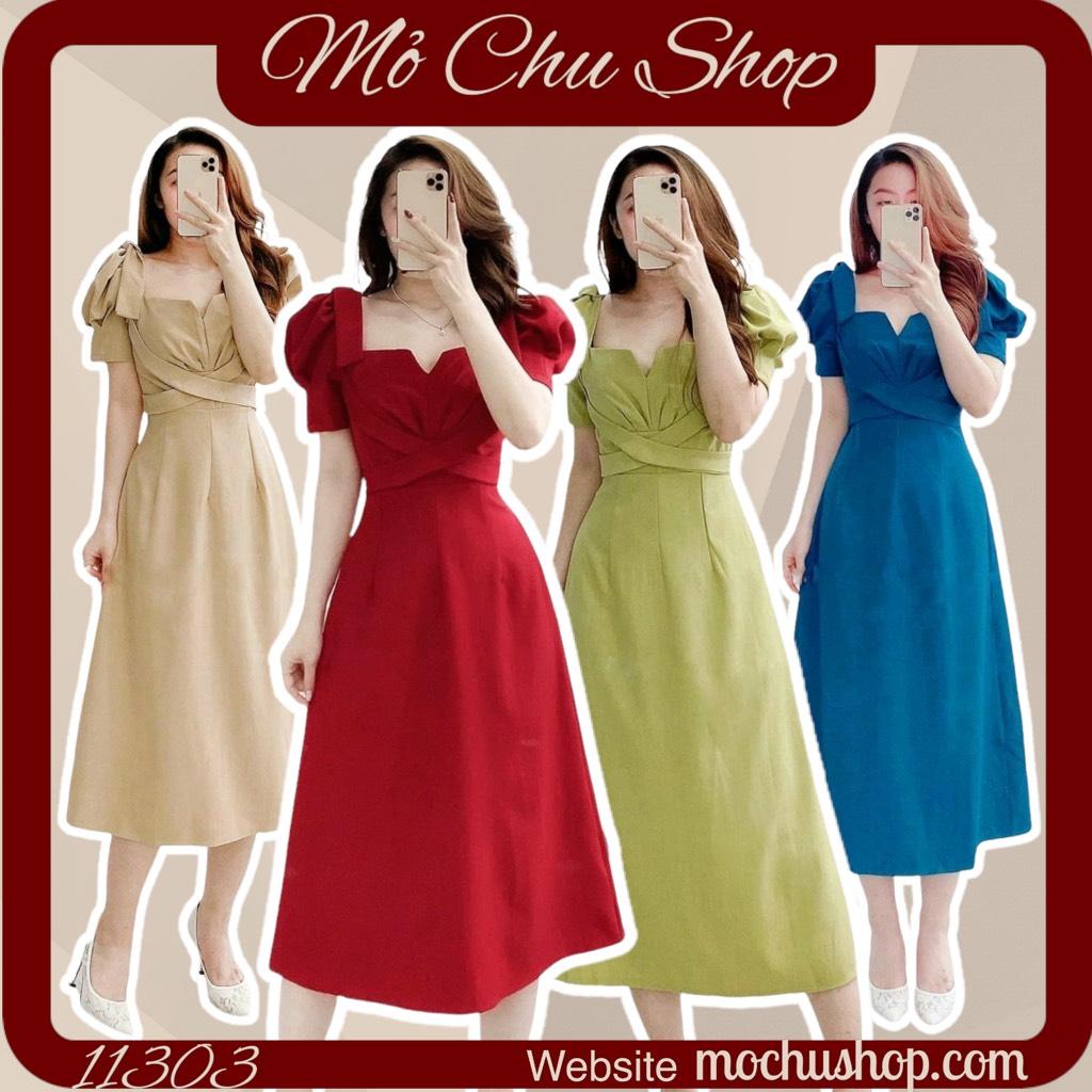 ĐẦM XOÈ CHÉO EO TAY BỒNG CỘT NƠ VAI 81248420 [MỎ CHU SHOP]