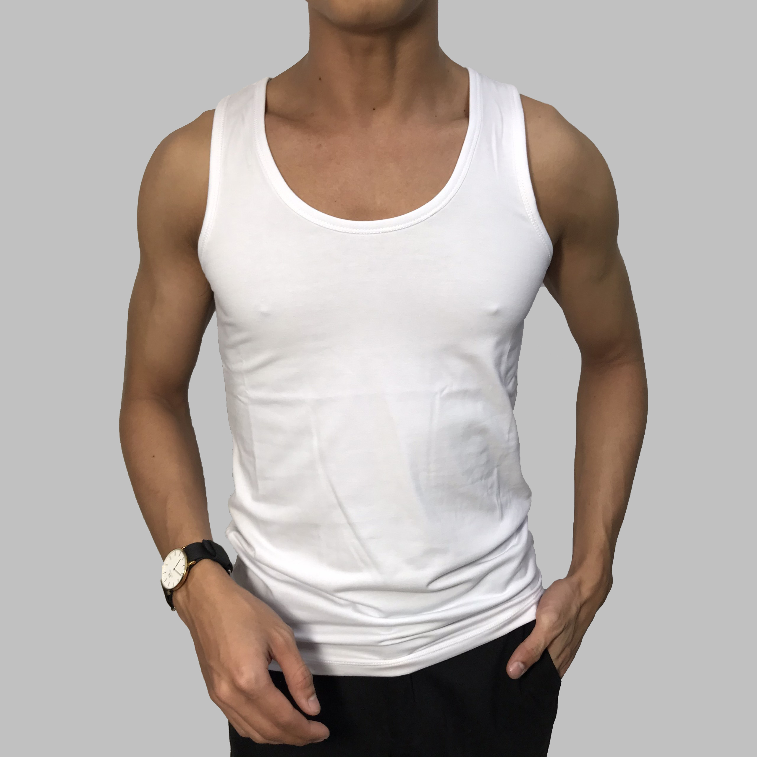 Áo 3 lỗ cổ vuông nam  Áo thun ba lỗ nam tập gym dáng ôm body vải thun cotton co giãn 4 chiều mặc mát U05