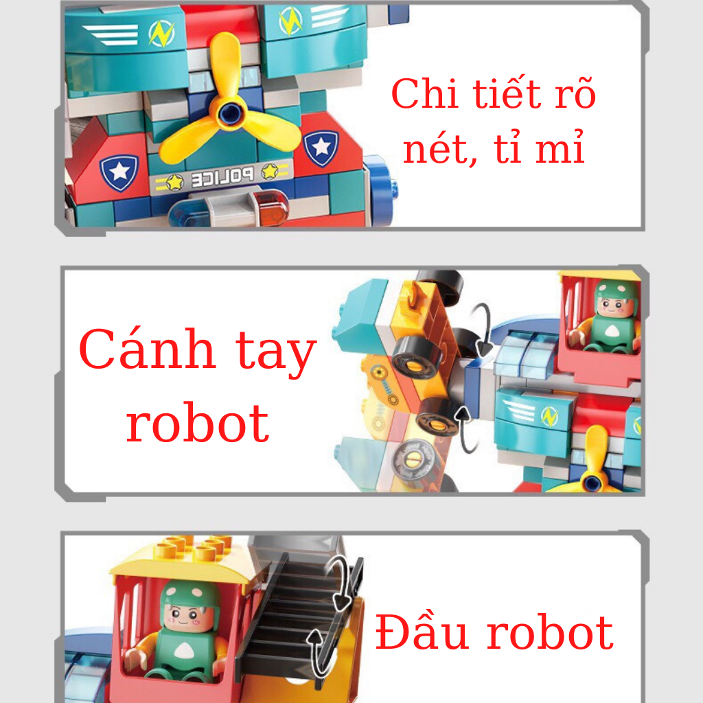 Đồ Chơi Xếp Hình Các Loại Xe Và Robot Biến Hình 195 Chi Tiết Loại To