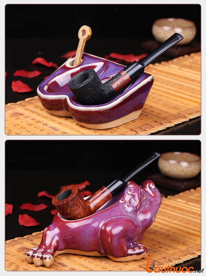 Tẩu thuốc gỗ Sherlock Holmes gỗ thạch nam hút thuốc sợi 1606E