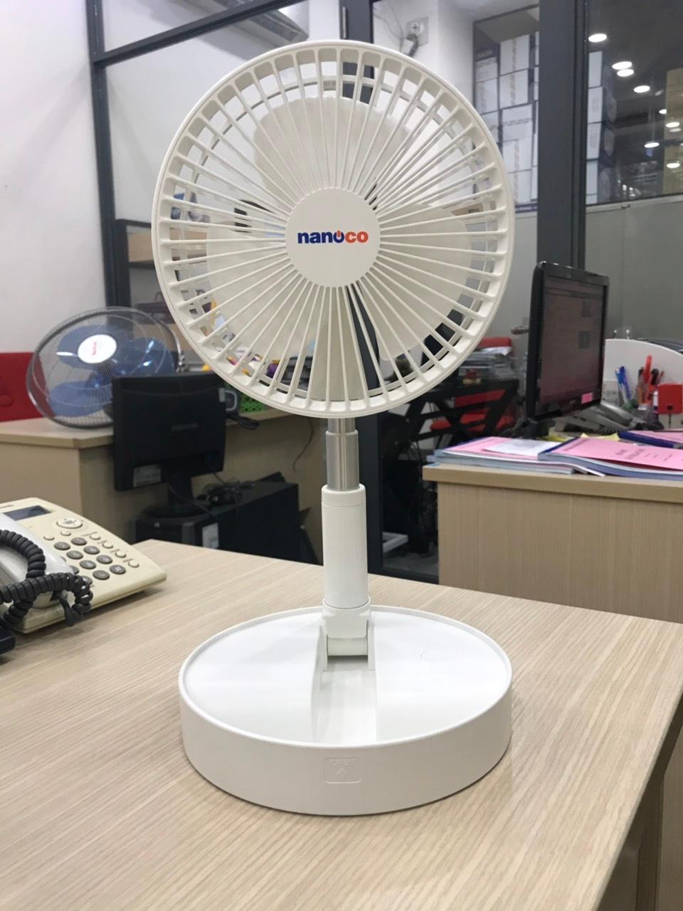 Quạt Sạc Điện Gấp Gọn Nanoco NFF1617W-Hàng chính hãng