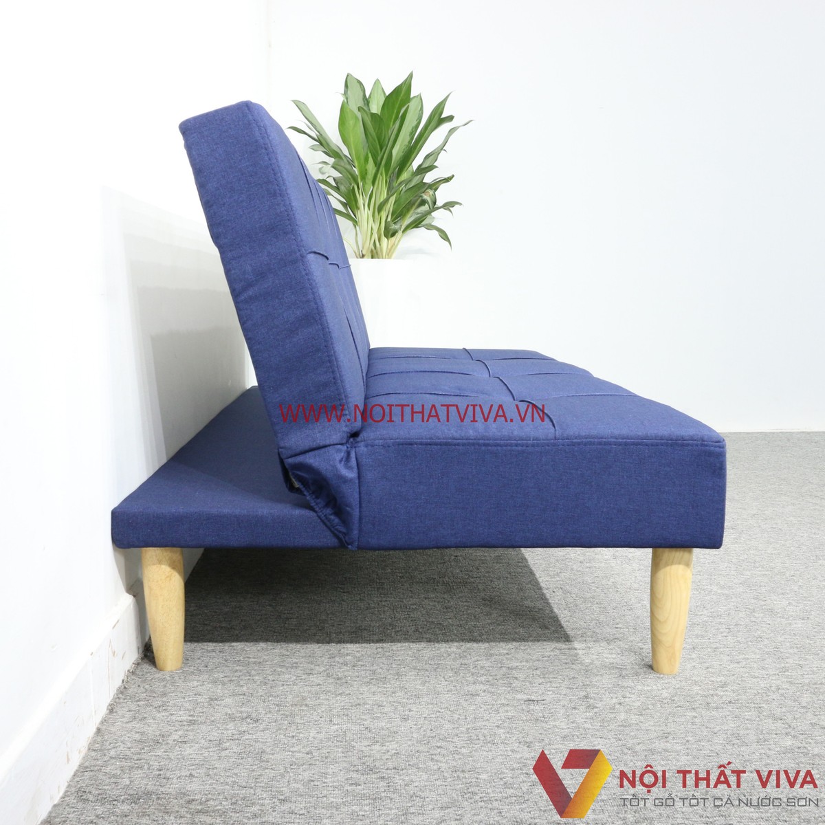 Ghế Sofa Xếp Thành Giường Ngủ Bọc Nỉ Màu Xanh Dương Hiện Đại Giá Rẻ