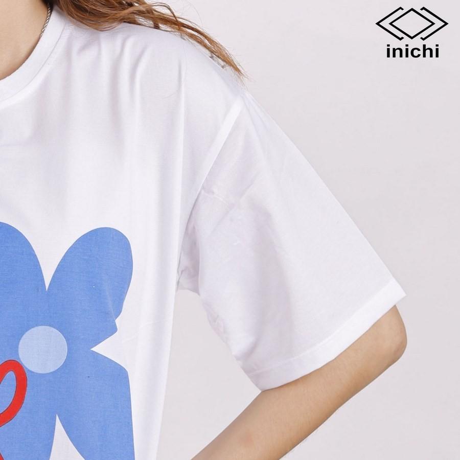 Áo thun tay lỡ INICHI IC579 form rộng cá tính in hình Love hoa 5 cánh