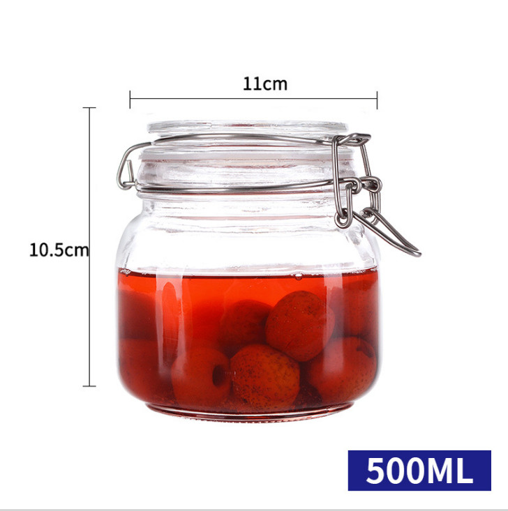 Hũ Thủy Tinh Gia Vị - Hũ Nắp Gài Gọng Thép Dáng Vuông 500ml 750ml 1000ml