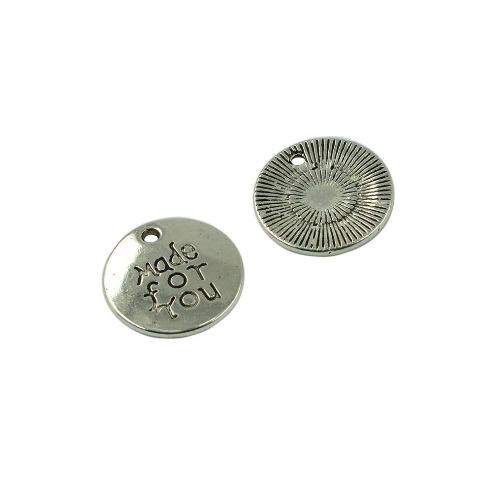 20 Pieces Alloy Round Made for You Pendants Charms Findings for DIY Jewelry Making