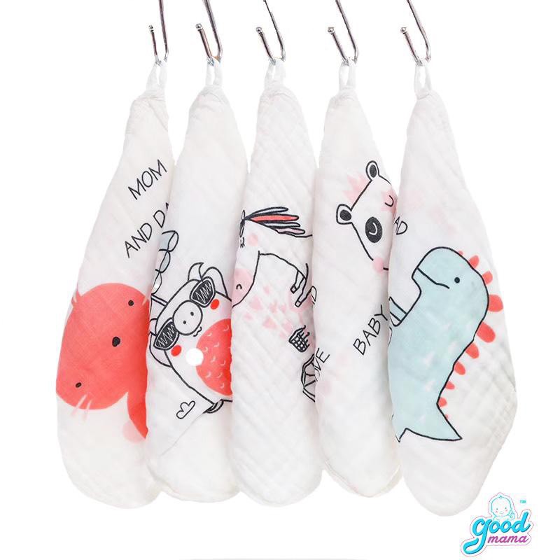 Khăn sữa cho bé 6 lớp, Set 5 khăn 30x30cm, vải mềm mại dày dặn thấm hút tốt