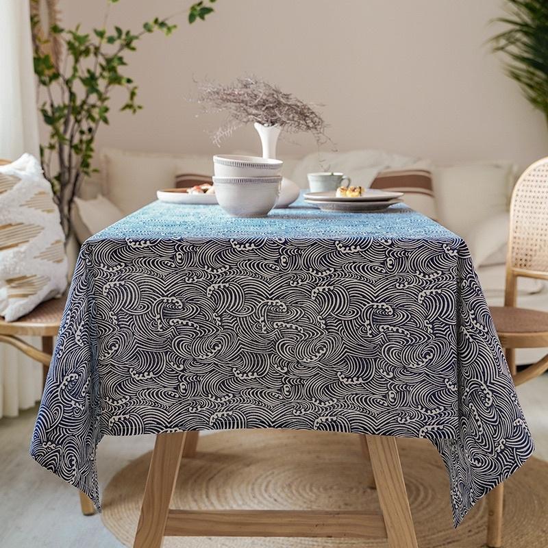 Khăn Trải Bàn Vải Canvas Sọc Caro, Họa Tiết Đơn Giản, Vintage. Thảm Trải Picnic
