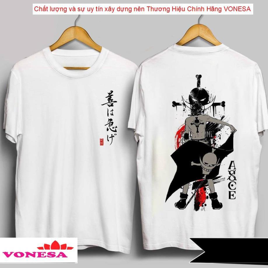 (VIDEO HOT) Áo Thun One Piece Portgas D. Ace Thư Pháp Áo Đảo Hải Tặc ACE Hỏa Quyền Cực Chất | áo thun nam nữ vonesa