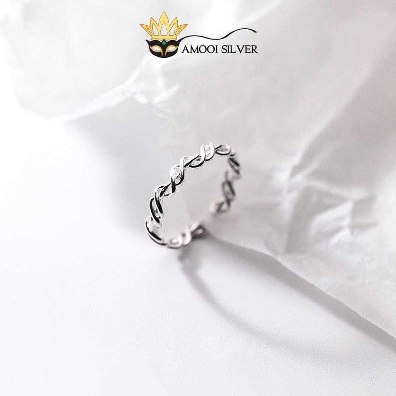Nhẫn bạc S925 freesize xoắn lưới - Amooi Silver AN93