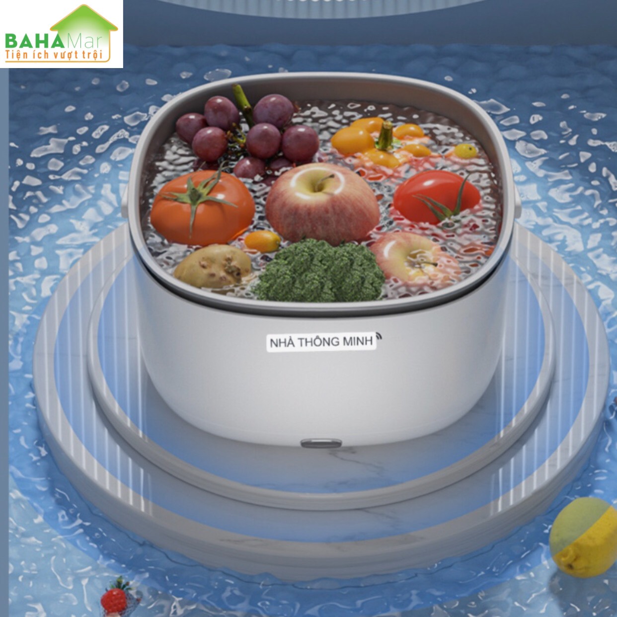 MÁY RỔ RỬA TRÁI CÂY, RAU CỦ BẰNG SÓNG SIÊU ÂM LOẠI BỎ TẠP CHẤT, KHỬ BỎ DƯ LƯỢNG THUỐC SÂU THUỐC, THUỐC BẢO QUẢN "BAHAMAR" Thao tác đơn giản bằng một nút ấn làm sạch 360 độ