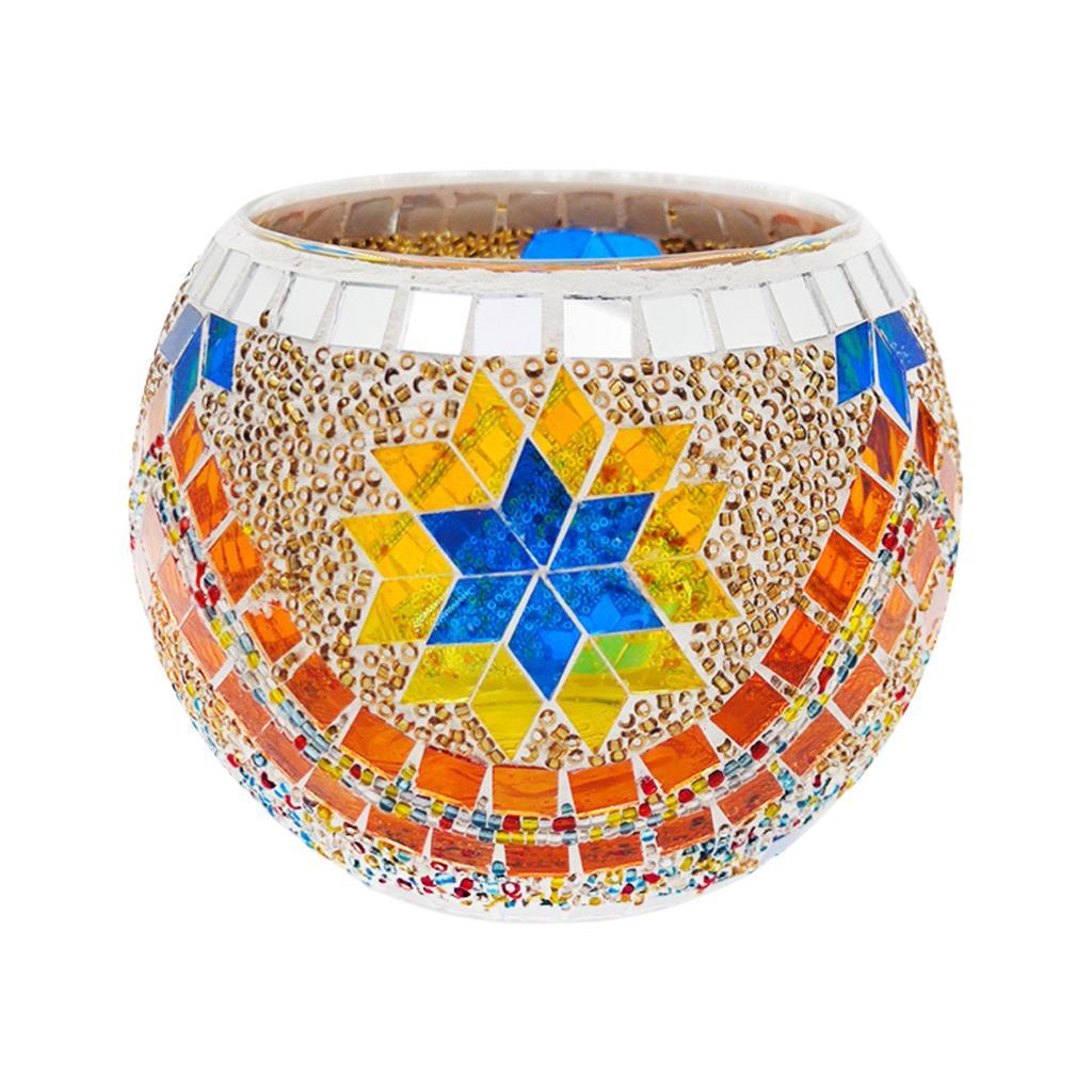 European Mosaic Glass Candle Holder Tea Light Candlestick Candelabrum Dining Table Wedding Banquet Party Decor