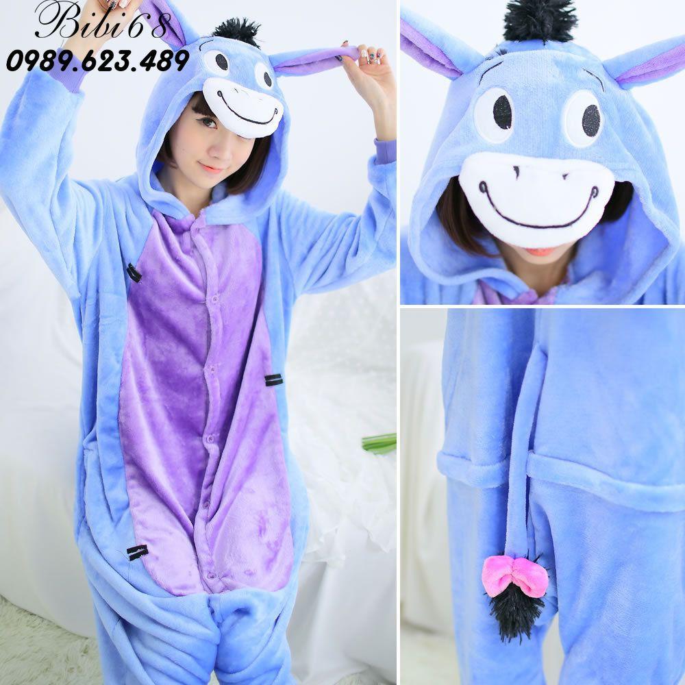 Bộ Đồ hình thú liền thân lông mịn Pijama dành Cho Người Lớn và Trẻ Em Hoạt Hình Cosplay